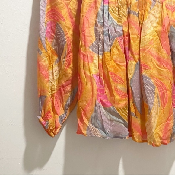 BLANK LONDON ANTHROPOLOGIE Women’s Multicolor TESSA Embroidered Neck Blouse PXS - Picture 6 of 8